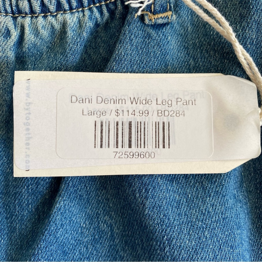By Together Women’s Extra Wide Leg Jeans Size L Button Fly Drawstring Waist Boho - Picture 9 of 9